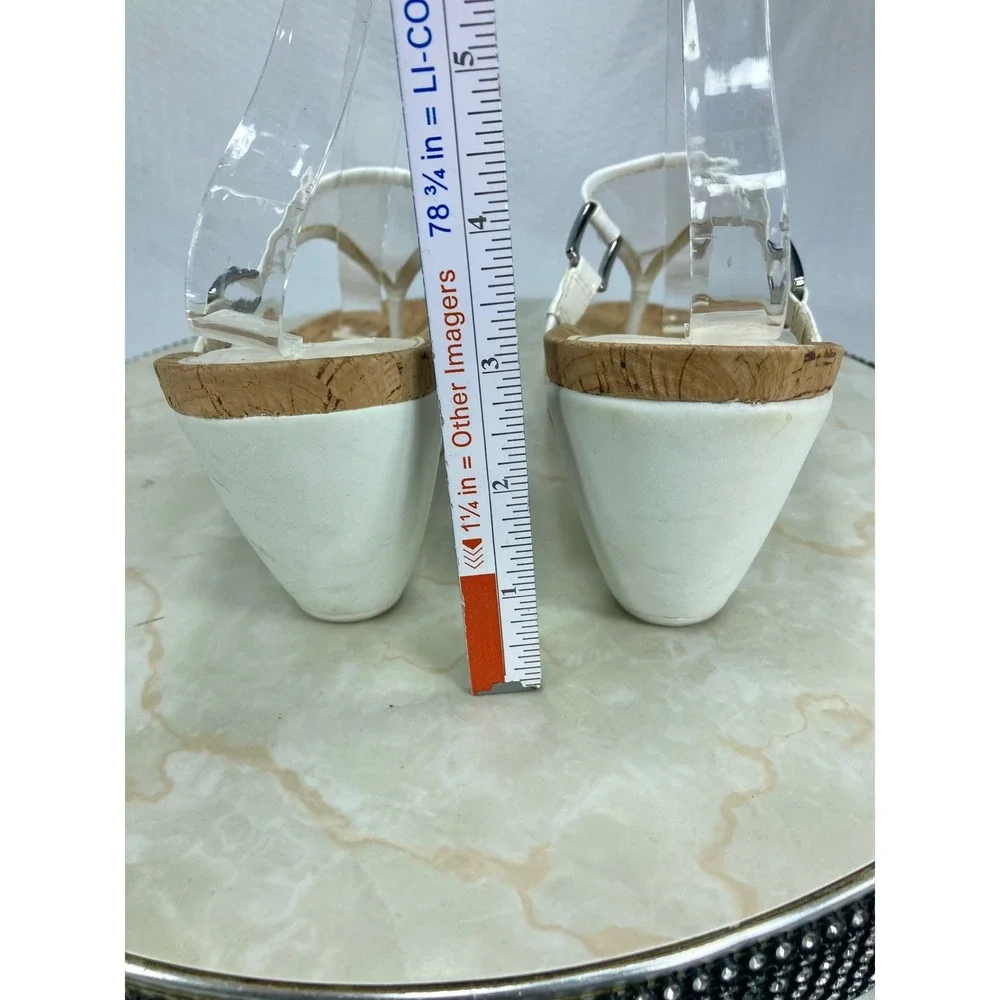 Lauren Ralph Lauren Rula Wedge Thong Sandals Women 8.5 White T-Strap Comfy Shoes